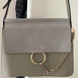 Grey purse with chain detail